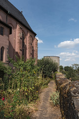 public garden of the justinuskirche, )margarethenkirche) in hoechst, frankfurt am main, germany
