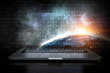 Opened laptop device