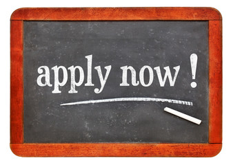 Obraz premium apply now - blackboard sign