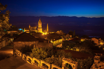 Obraz premium Sighnaghi aerial view at night, Kakheti region of Georgia