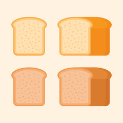 Rye and wheat toast bread isolated on light background. Flat style vector illustration.