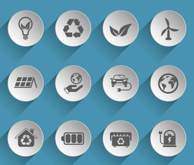 Fototapeta premium alternative energy web icons on light paper circles
