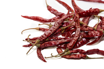 dried chilli on  white background