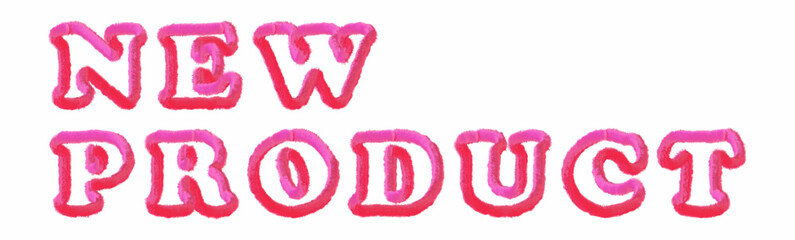 New Product - clear pink text written on white background