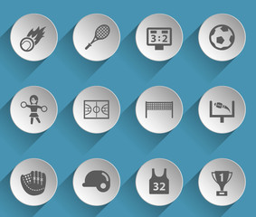 sport web icons on light paper circles