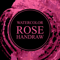 PINK ROSE vector creative artistic card. Abstract watercolor hand drawn, hand painted advertising design card.