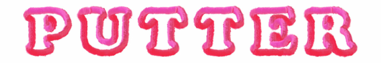 Putter - clear pink text written on white background