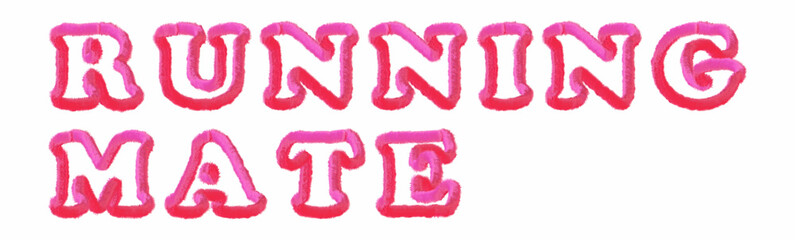 Running Mate - clear pink text written on white background