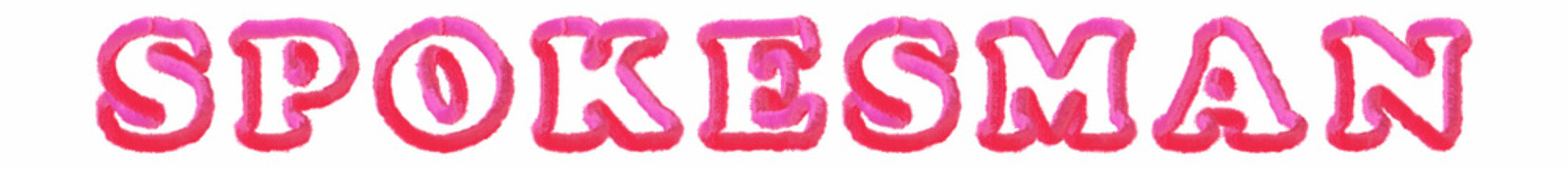 Spokesman - clear pink text written on white background