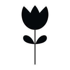 A black and white vector silhouette of a flower