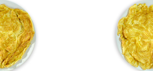 Omelet Thailand food isolated on white background.