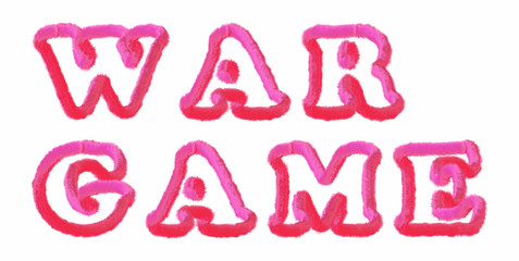 War Game - clear pink text written on white background