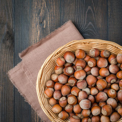 Hazelnut on a dark background.