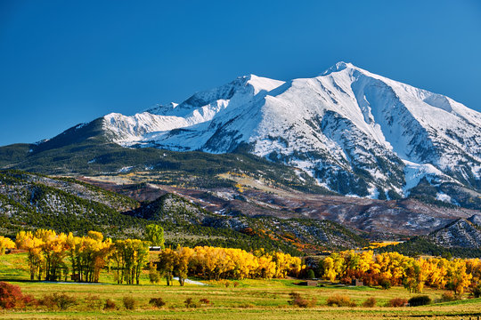 Mount Sopris autumn landscape in Colorado