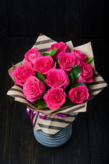 Bouquet of bright pink roses
