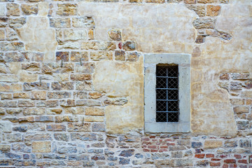 Stone block wall with windows