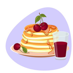 illustration of isolated stack of pancakes with syrup