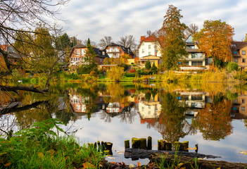 Autumn impressions on a small lake in the north of Berlin, Germany