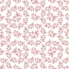 Roses. Sketch. Brown pattern. Plain. Seamless