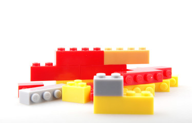 Plastic Toy Blocks Isolated On White Background