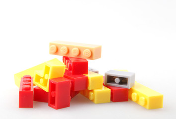 Plastic Toy Blocks Isolated On White Background