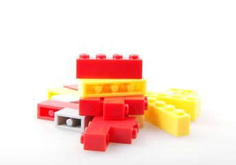 Plastic Toy Blocks Isolated On White Background