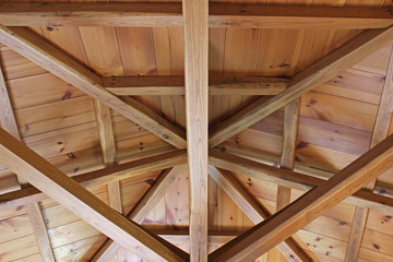 Wooden beams house interior roof detail abstract