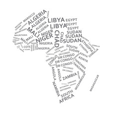 Fototapeta na wymiar Africa state names map. vector illustration