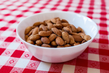 Almonds are a healthy nut. High protein content. Vegan product.