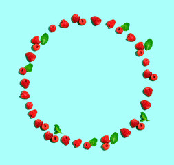 Obraz premium Raspberries and mints on a solid color background