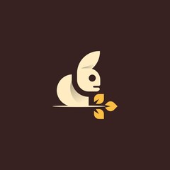 Rabbit Leaf Animal Cute Abstract Illustration Icon Logo Design Template Element Vector