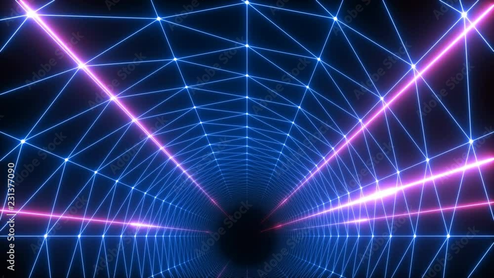 Canvas Prints retro-futuristic 80s tunnel grid background. perfectly seamless looped opener animation.