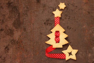 Homemade shortbread star shape sugar cookies.Christmas mood theme