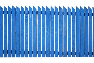 carved blue fence on a white background
