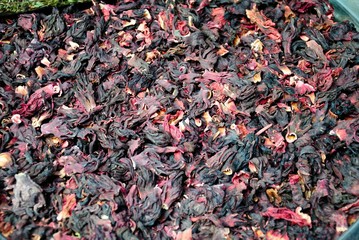 Dried hibiscus (roselle) calyces at the market in Trabzon, Turkey