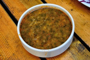 Kale (leaf cabbage) and bean soup from Trabzon Province of Turkey
