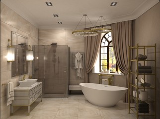 bathroom, interior visualization, 3D illustration