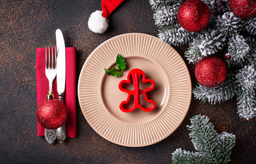 Christmas or New year festive table setting