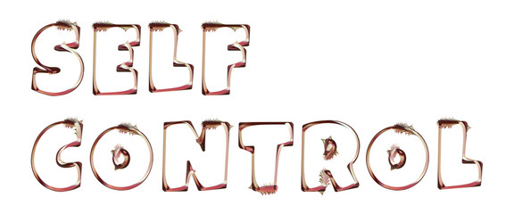 Self Control - artistic text written on white background