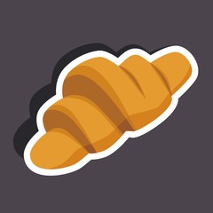 Vector illustration of a cartoon stickers of baking croissant