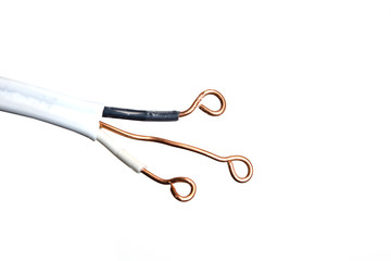 Electrical cable with three wires prepared for connection