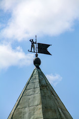 The City Of Pskov. Sentinel weather vane on top of the tower