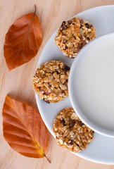 fresh healthy breakfast with cereal biscuits and milk