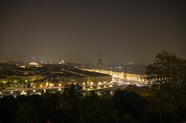 Skyline notturno di Torino