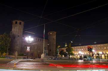 Piazza Castello a Torino di notte