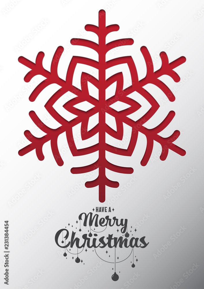 Poster colours paper cut of vector snowflake on gradient colours ornate background with merry christmas pha