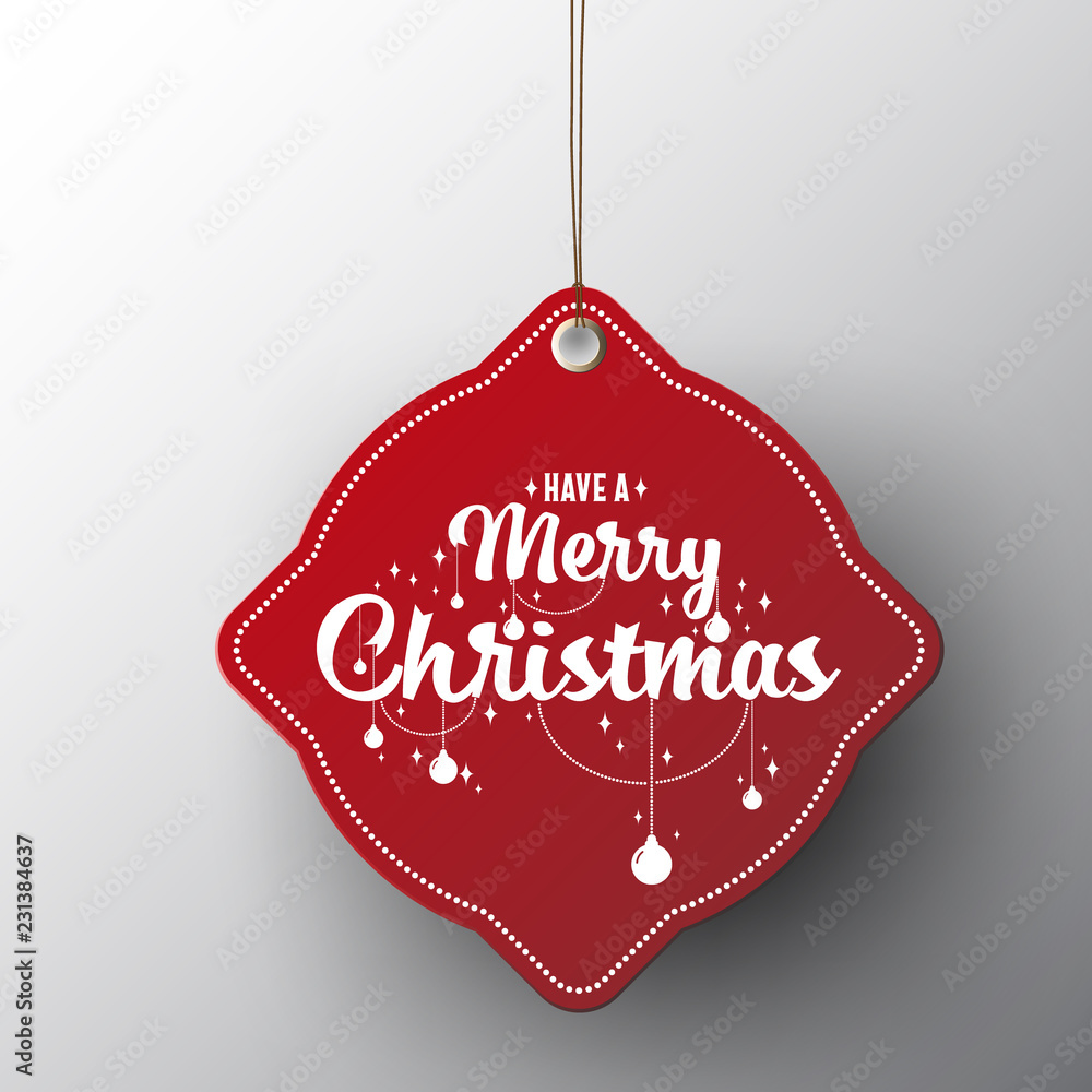 Aufkleber red christmas sale paper tags vector set with different shapes and ornaments elements in red colour 