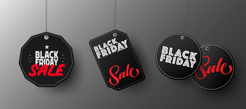 Black Friday Sale Hanging Tag on grey background