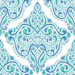 Green and blue floral seamless pattern. Vintage vector, paisley elements. Traditional,Turkish, Indian motifs. Great for fabric and textile, wallpaper, packaging or any desired idea.