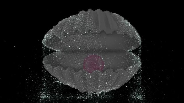 Animated shell with pearl emerging from the liquid